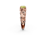 Rose gold Fancy Yellow Cushion  Solitaire Diamond Leaf Vine Band with Prong Setting_47
