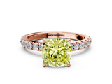 Rose gold Fancy Yellow Cushion  Solitaire Diamond Pavé Band with Four-Prong Setting_42