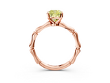 Rose gold Fancy Yellow Cushion  Solitaire Diamond Ring with Bamboo Band and Four-Prong Setting_54