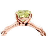 Rose gold Fancy Yellow Cushion  Solitaire Diamond Ring with Bamboo Band and Four-Prong Setting_55