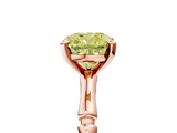 Rose gold Fancy Yellow Cushion  Solitaire Diamond Ring with Bamboo Band and Four-Prong Setting_56