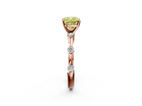 Rose gold Fancy Yellow Cushion  Solitaire Diamond Ring with Bezel Set Side Stones and Prong Setting_5