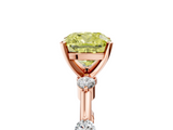 Rose gold Fancy Yellow Cushion  Solitaire Diamond Ring with Bezel Set Side Stones and Prong Setting_8
