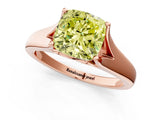 Rose gold Fancy Yellow Cushion  Solitaire Diamond Ring with Cathedral Band and Four-Prong Setting_67