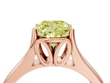 Rose gold Fancy Yellow Cushion  Solitaire Diamond Ring with Cathedral Band and Four-Prong Setting_70