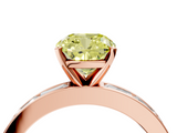 Rose gold Fancy Yellow Cushion  Solitaire Diamond Ring with Channel-Set Baguette Band and Four-Prong Setting_53