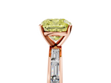 Rose gold Fancy Yellow Cushion  Solitaire Diamond Ring with Channel-Set Baguette Band and Four-Prong Setting_54