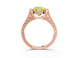 Rose gold Fancy Yellow Cushion  Solitaire Diamond Ring with Channel Set Band and Bezel Prong Setting_59