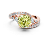 Rose gold Fancy Yellow Cushion  Solitaire Diamond Ring with Filigree Band and Four-Prong Setting_71