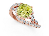 Rose gold Fancy Yellow Cushion  Solitaire Diamond Ring with Filigree Band and Four-Prong Setting_72