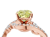 Rose gold Fancy Yellow Cushion  Solitaire Diamond Ring with Filigree Band and Four-Prong Setting_75