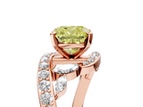 Rose gold Fancy Yellow Cushion  Solitaire Diamond Ring with Filigree Band and Four-Prong Setting_76