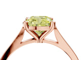 Rose gold Fancy Yellow Cushion  Solitaire Diamond Ring with Four-Prong Setting and Tapered Band 5
