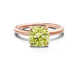 Rose gold Fancy Yellow Cushion  Solitaire Diamond Ring with Four-Prong Setting on a Plain Band_21