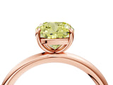 Rose gold Fancy Yellow Cushion  Solitaire Diamond Ring with Four-Prong Setting on a Plain Band_25