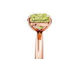 Rose gold Fancy Yellow Cushion  Solitaire Diamond Ring with Four-Prong Setting on a Plain Band_26