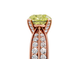 Rose gold Fancy Yellow Cushion  Solitaire Diamond Ring with Milgrain Pavé Band and Four-Prong Setting_24