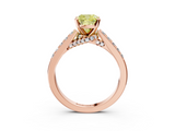 Rose gold Fancy Yellow Cushion  Solitaire Diamond Ring with Pavé Band and Four-Prong Setting_115