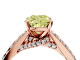 Rose gold Fancy Yellow Cushion  Solitaire Diamond Ring with Pavé Band and Four-Prong Setting_116