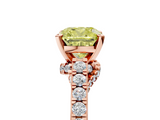 Rose gold Fancy Yellow Cushion  Solitaire Diamond Ring with Pavé Band and Four-Prong Setting_117