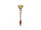 Rose gold Fancy Yellow Cushion  Solitaire Diamond Ring with Pave Band and Four-Prong Setting_269