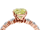 Rose gold Fancy Yellow Cushion  Solitaire Diamond Ring with Pave Band and Four-Prong Setting_271