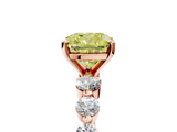 Rose gold Fancy Yellow Cushion  Solitaire Diamond Ring with Pave Band and Four-Prong Setting_272