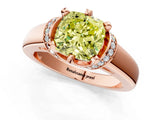 Rose gold Fancy Yellow Cushion  Solitaire Diamond Ring with Pave Band and Six-Prong Setting_33