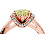 Rose gold Fancy Yellow Cushion  Solitaire Diamond Ring with Pave Band and Six-Prong Setting_36