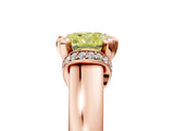 Rose gold Fancy Yellow Cushion  Solitaire Diamond Ring with Pave Band and Six-Prong Setting_37