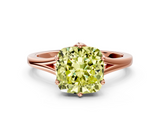 Rose gold Fancy Yellow Cushion  Solitaire Diamond Ring with Six-Prong Setting and Tapered Band_16