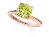 Rose gold Fancy Yellow Cushion  Solitaire Diamond Ring with Six-Prong Setting on a Classic Band 1