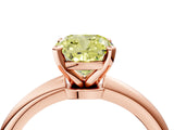 Rose gold Fancy Yellow Cushion  Solitaire Diamond Ring with Six-Prong Setting on a Classic Band 4