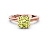 Rose gold Fancy Yellow Cushion  Solitaire Diamond Ring with Six-Prong Setting on a Classic Band_3