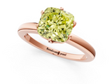 Rose gold Fancy Yellow Cushion  Solitaire Diamond Ring with Six-Prong Setting on a Classic Band_4