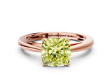 Rose gold Fancy Yellow Cushion  Solitaire Diamond Ring with Split Shank and Four-Prong Setting_12