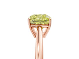 Rose gold Fancy Yellow Cushion  Solitaire Diamond Ring with Split Shank and Four-Prong Setting_17