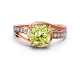 Rose gold Fancy Yellow Cushion  Solitaire Diamond Ring with Split Shank and Prong Setting_42