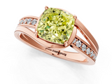Rose gold Fancy Yellow Cushion  Solitaire Diamond Ring with Split Shank and Prong Setting_43
