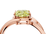 Rose gold Fancy Yellow Cushion  Solitaire Diamond Ring with Split Shank and Prong Setting_46