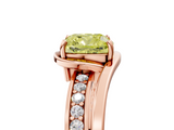 Rose gold Fancy Yellow Cushion  Solitaire Diamond Ring with Split Shank and Prong Setting_47