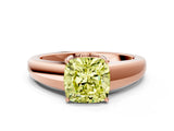 Rose gold Fancy Yellow Cushion  Solitaire Diamond Ring with Tapered Band and Four-Prong Setting_49