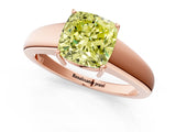 Rose gold Fancy Yellow Cushion  Solitaire Diamond Ring with Tapered Band and Four-Prong Setting_50