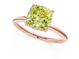 Rose gold Fancy Yellow Cushion  Solitaire Diamond Ring with a Classic Band and Four-Prong Setting 1