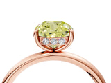 Rose gold Fancy Yellow Cushion  Solitaire Diamond Ring with a Classic Band and Four-Prong Setting 4