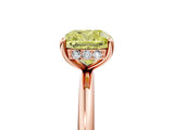 Rose gold Fancy Yellow Cushion  Solitaire Diamond Ring with a Classic Band and Four-Prong Setting 5