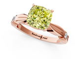 Rose gold Fancy Yellow Cushion  Solitaire Diamond Twisted Band with Four-Prong Setting_80