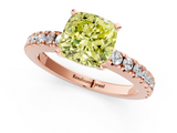 Rose gold Fancy Yellow Cushion  Solitaire Diamond with Pavé Band and Four-Prong Setting_50
