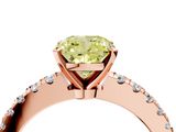 Rose gold Fancy Yellow Cushion  Solitaire Diamond with Pavé Band and Four-Prong Setting_53