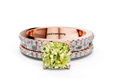 Rose gold Fancy Yellow Cushion  Solitaire Diamond with Pave and Channel Set Band_61